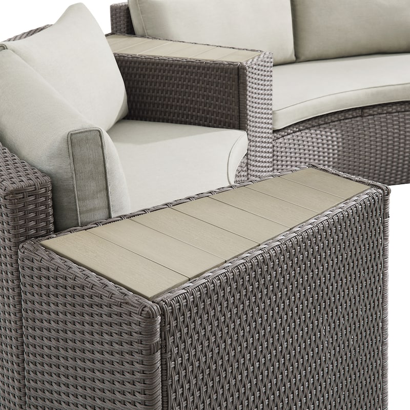 Corvus Fiji Half Round 8-piece Outdoor Wicker Sectional Curved Sofa Set