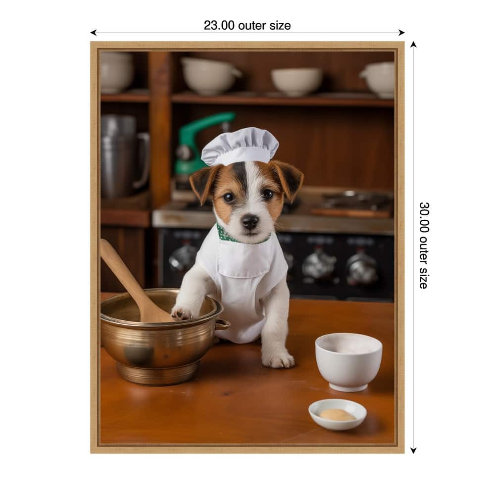 Jack Russell Puppy Chef by Andreas Magnusson Framed Canvas Wall Art