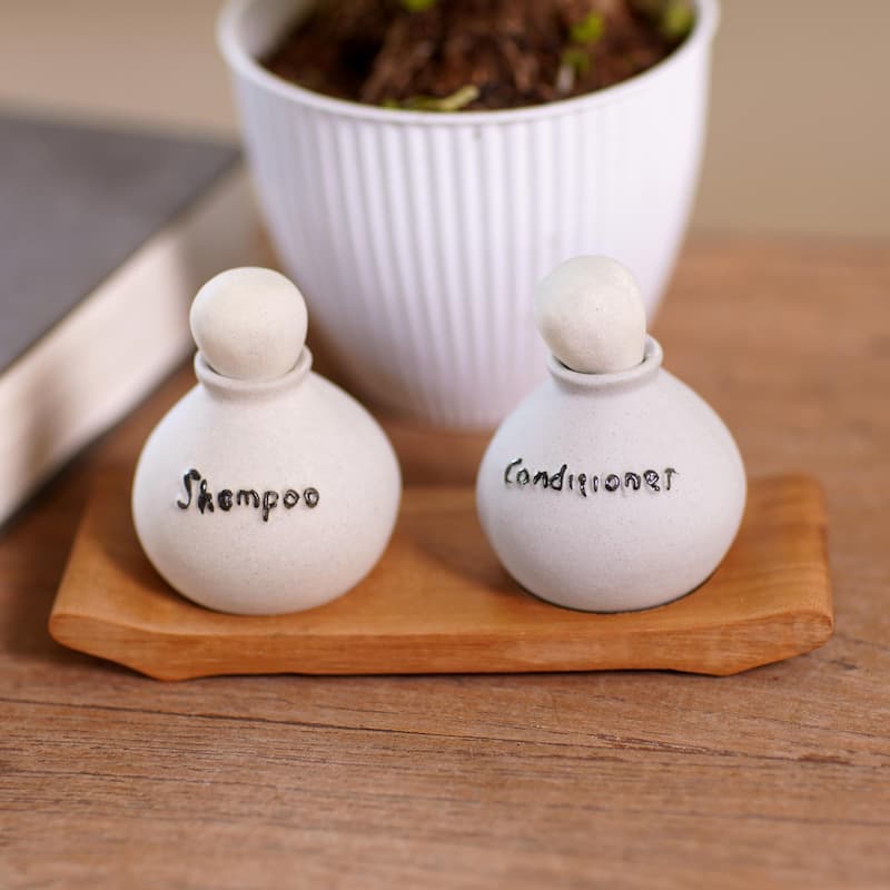 Novica Handmade Shampoo And Lotion Ceramic Bath Accessory Set (3 Pieces)