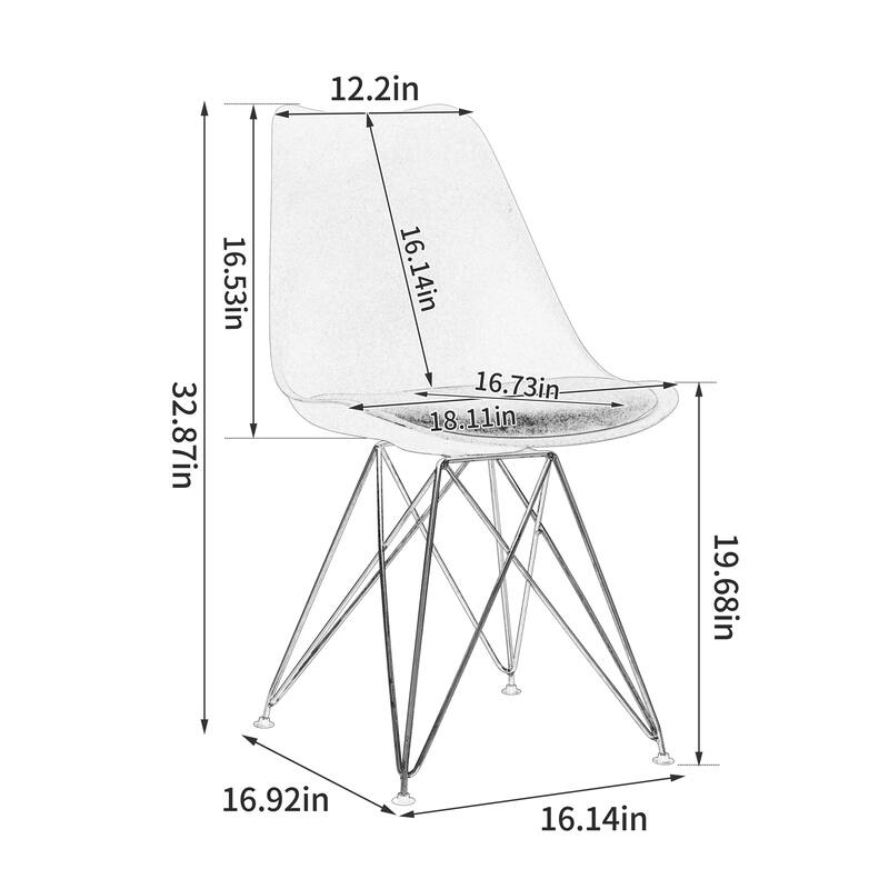 Modern Dining Chairs with Shell Lounge Plastic Seat and Steel Legs Kitchen Chairs Meeting Room Chairs Living Room,Set of 4