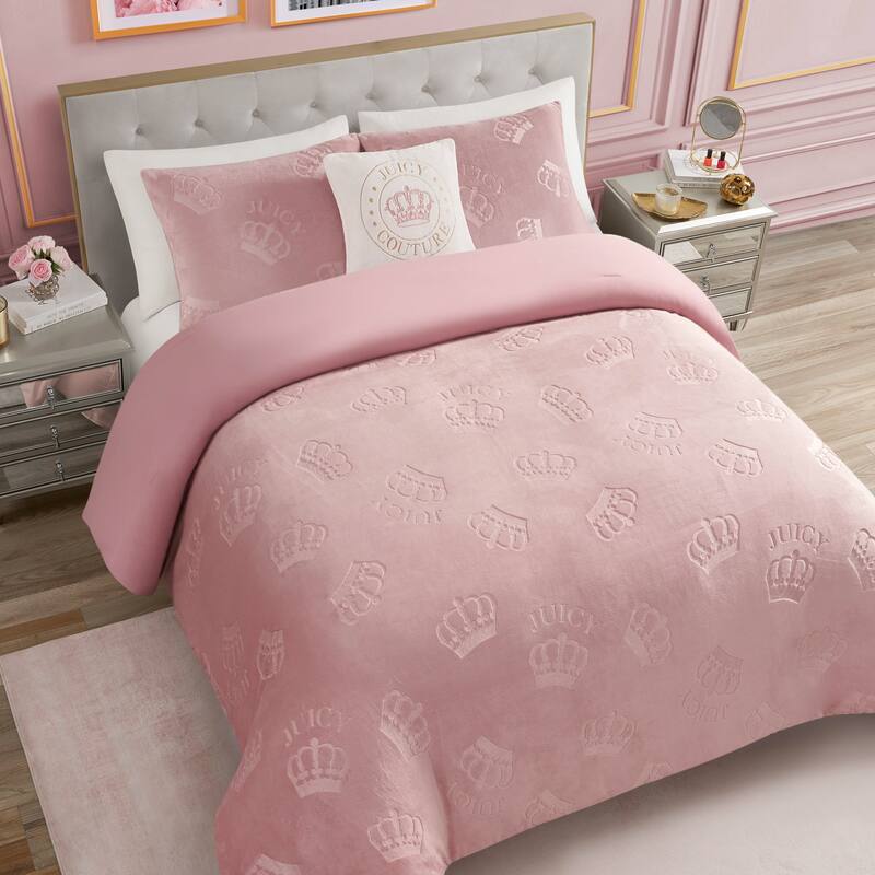 Juicy Couture Embossed Plush Crown Comforter Sets