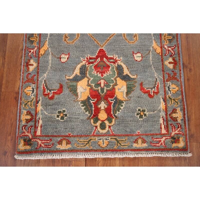 Gray Kazak Oriental Runner Rug Handmade Wool Carpet - 2'1" x 5'9"