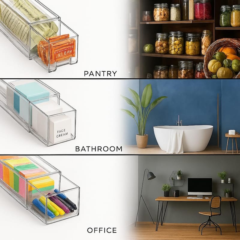 Sorbus Stackable Pull-Out Drawers, Clear Storage for Office, Home, Bathroom, Arts and Crafts and More