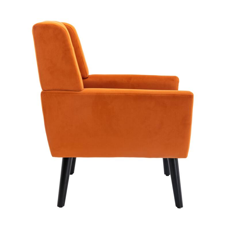 Modern Soft Velvet Armchair, Ergonomics Accent Chair W/Curved Back, Upholstered Single Sofa With 250 Lbs Weight Capacity
