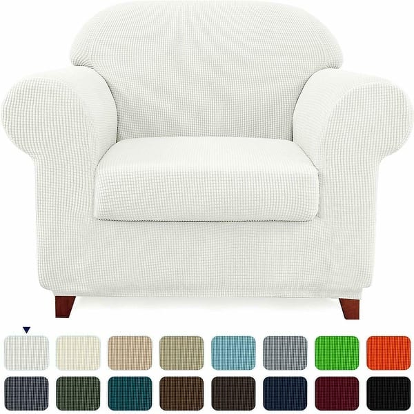 slide 74 of 93, Subrtex Stretch Armchair Slipcover 2 Piece Spandex Furniture Protector Off White