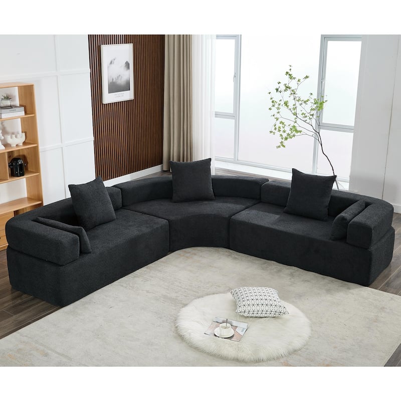 Oversized Combination Sofa,Curved Sofa - Black