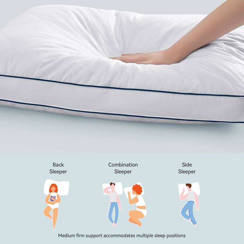 2 Pack Goose Feather Down Bed Pillow - White