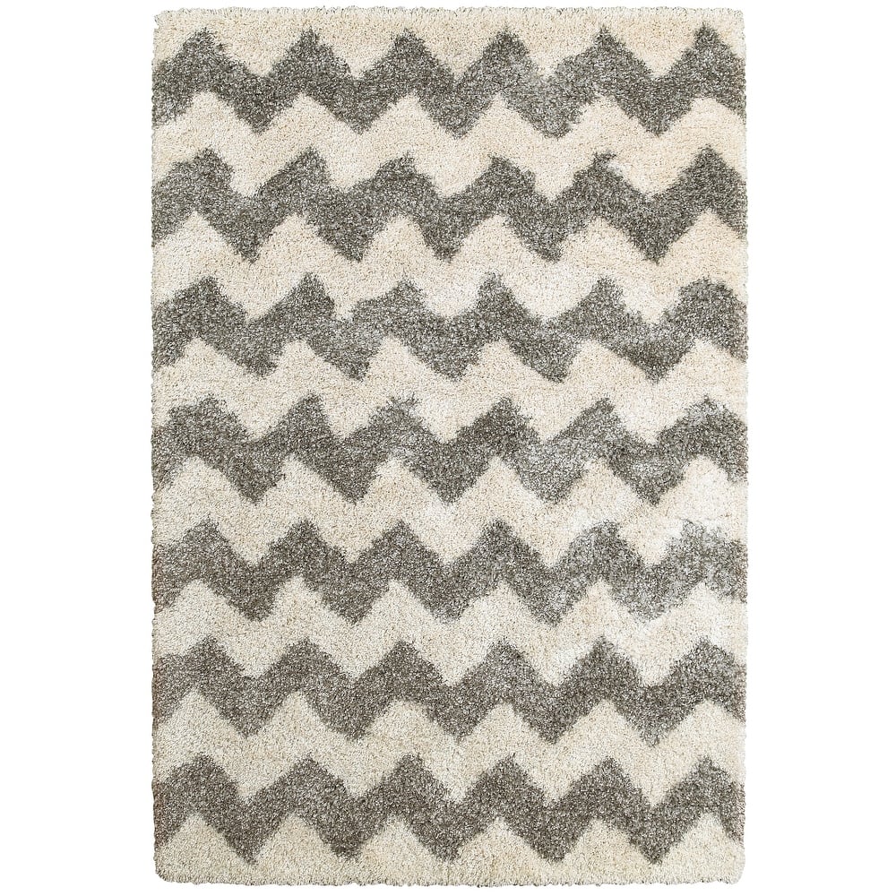 Style Haven Harrison Chevron Stripes Plush Shag Rug