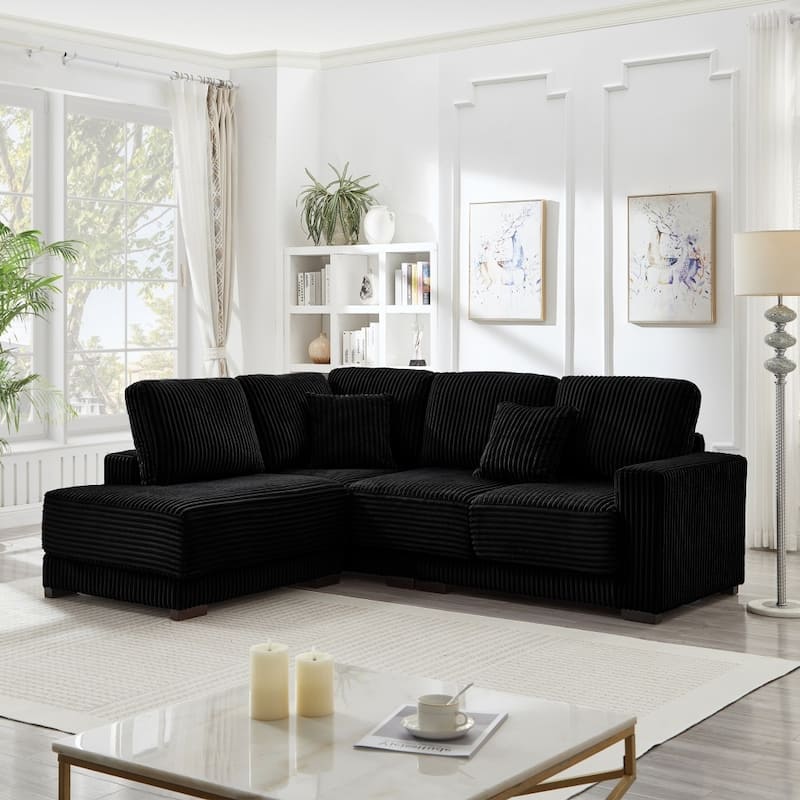 93" L-shaped Convertible Sectional Sofa with Reversible Chaise Lounge