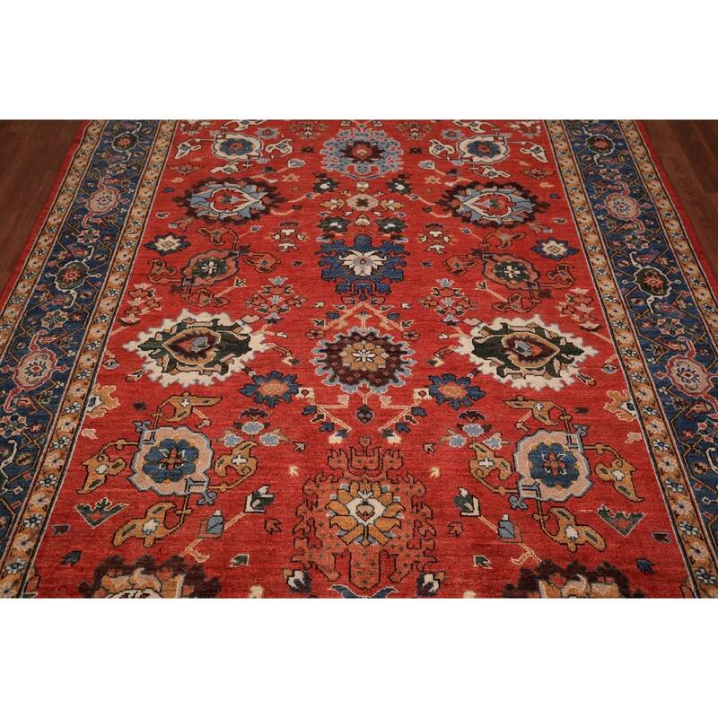 Vegetable Dye Heriz Area Rug Hand-Knotted Traditional Wool Carpet - 5'11" x 9'0"