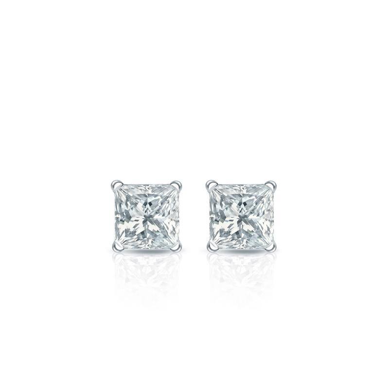 Auriya Plat Gold Lab Grown 0.25 carat TDW Princess Diamond Stud Earrings 4-Prong Martini Push-back