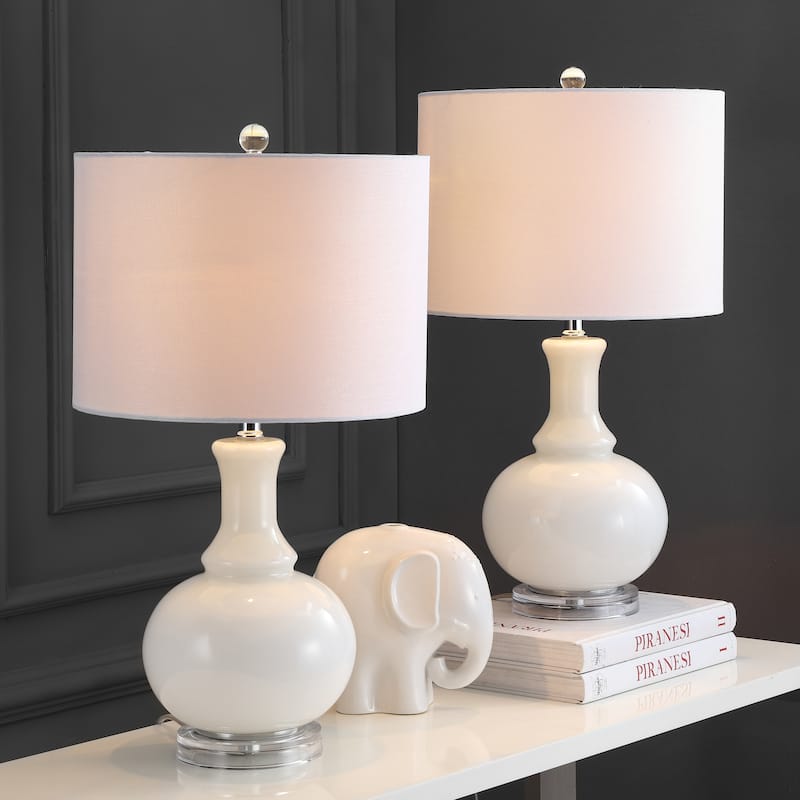 SAFAVIEH Lighting Lakeisha 26-inch Off-White Table Lamp (Set of 2) - 14"x14"x25.75" - 14Wx14Dx26H