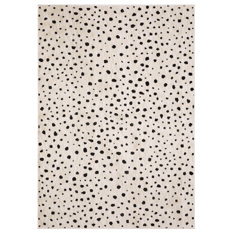 Hansel Abstract Playful Dots Beige/ Black Area Rug