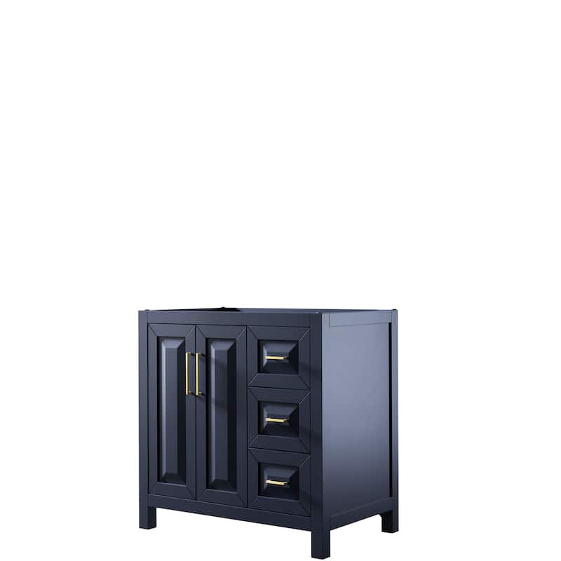 Daria 36-inch Single Vanity, No Top, No Mirror - Dark Blue, Gold Trim, No Top