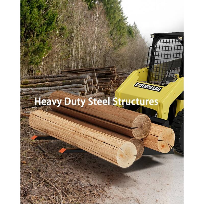 77" 6000lbs Clamp on Pallet Forks, Heavy Duty 6000lbs Clamp on Pallet Forks with Adjustable Stabilizer Bar