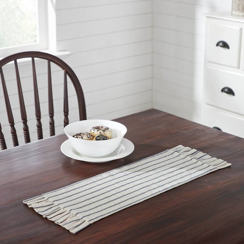 Kaila Ticking Stripe Ruffled Runner 12x36