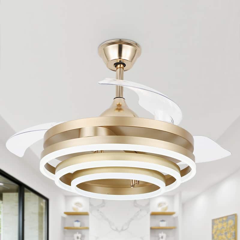 Bella Depot 42" Modern Retractable Ceiling Fan DIY Shape 6-Speed Reversible Ceiling Fan with Dimmable LED Light and Remote