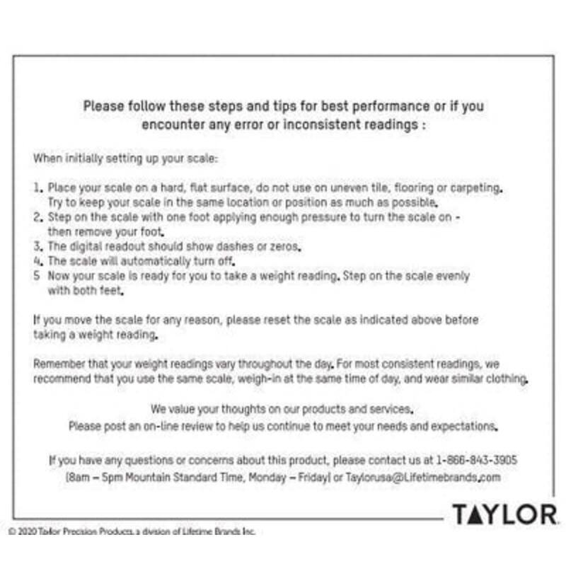 Taylor Digital Glass & Stainless Steel Hinge Design Body Composition Scale