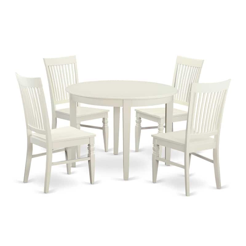 HomeStock 5-Pc Buttermilk and Cherry Solid Wood Top - Dining Room Set - Seats 4
