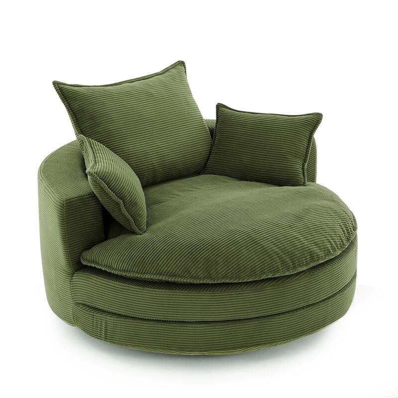 360° Swivel Accent Chair Round Barrel Chair, Living Room Oversized Single Sofa Chair Chaise Lounge Reading Sofa Armchair