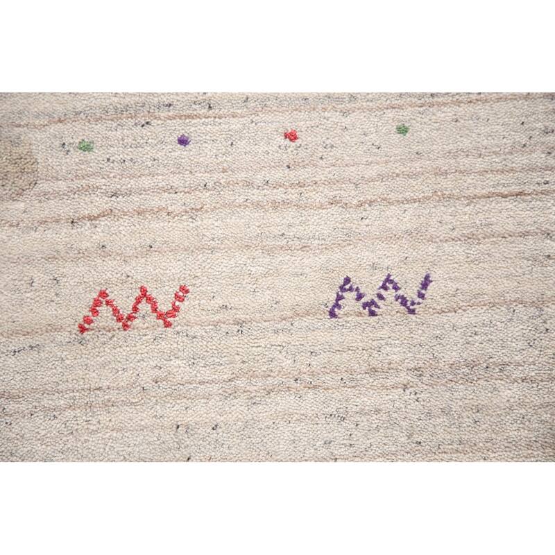 Striped Gabbeh Oriental Area Rug Hand-Knotted Wool Carpet - 8'6" x 11'7"