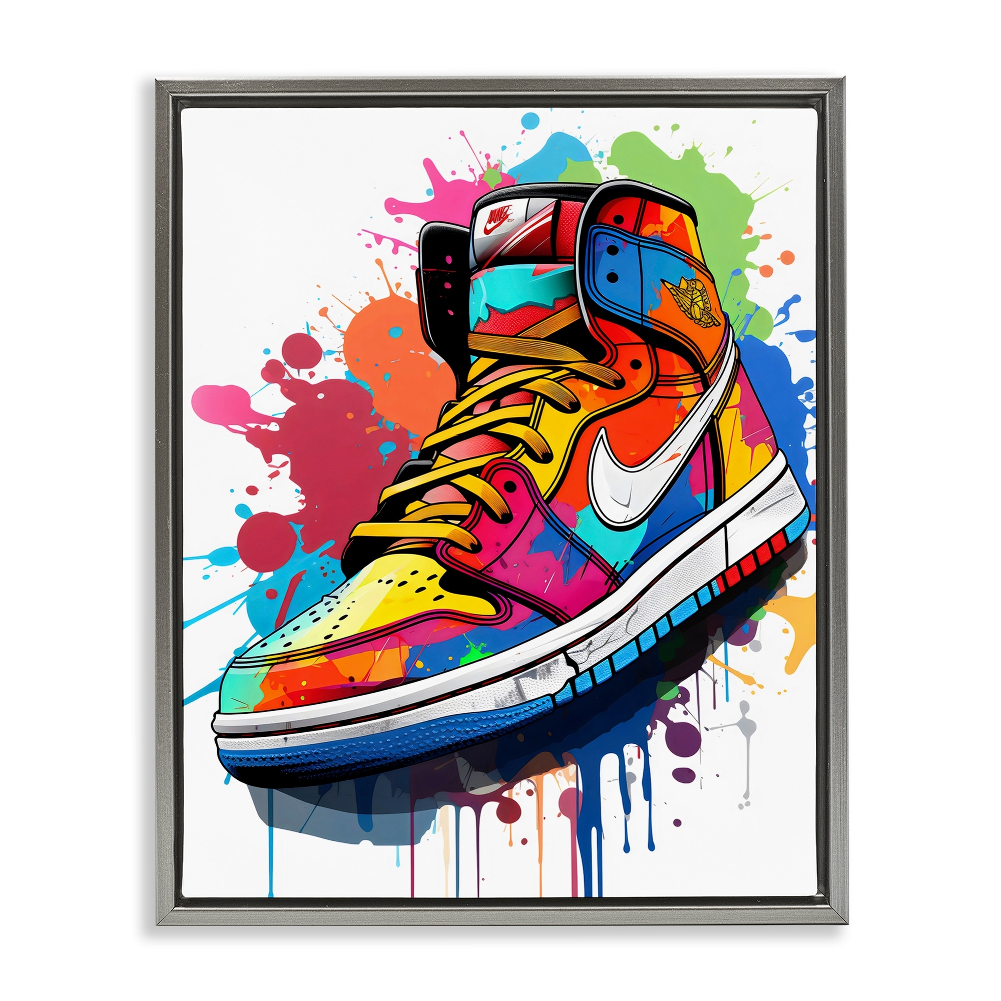 Stupell Graffiti Sneaker on White Framed Floater Canvas Wall Art Design By Creative Studio