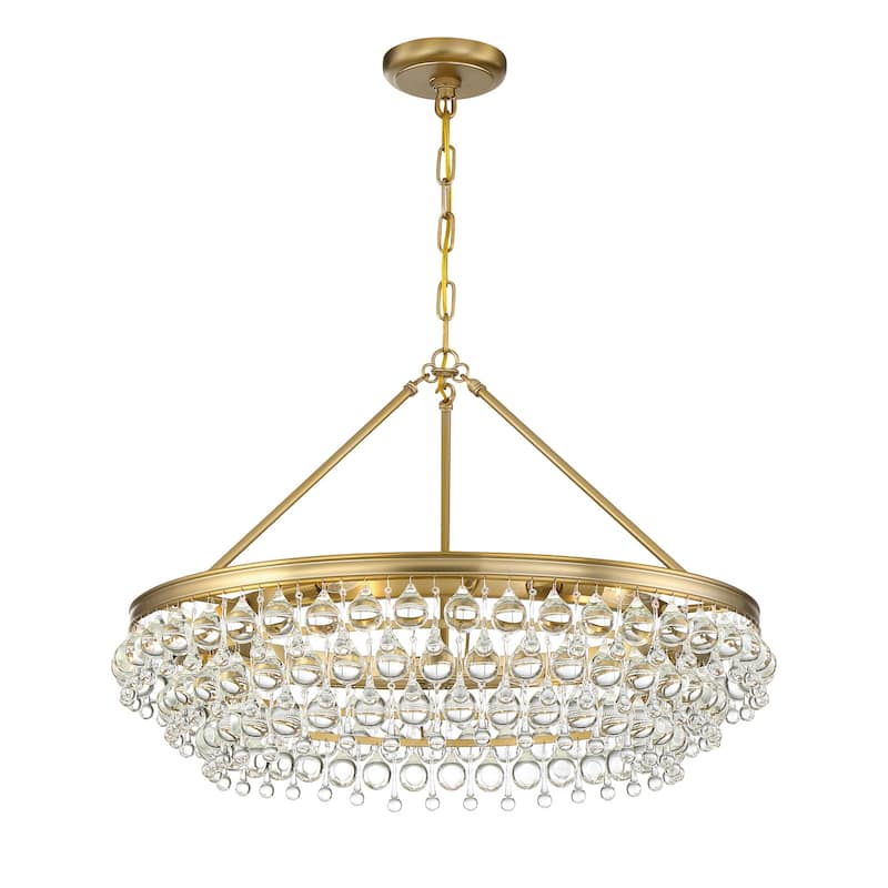 Calypso 6 Light Crystal Teardrop Vibrant Gold Chandelier - 30'' W x 20'' H