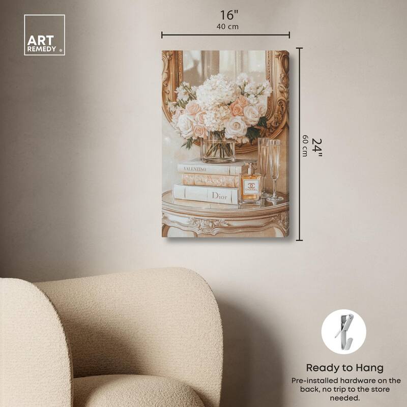 Mirror and Classy Glam Books Canvas by Art Remedy, Gallery Wrapped