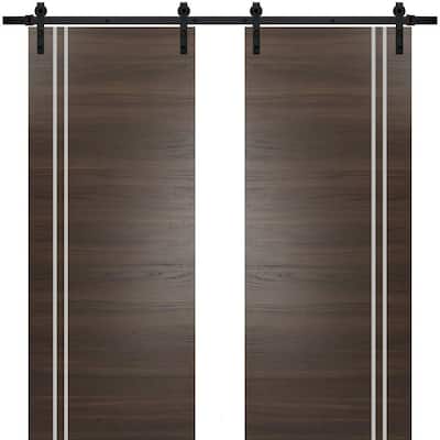 Sturdy Double Barn Door 36 x 80 with Planum 0310 Chocolate Ash with 13FT