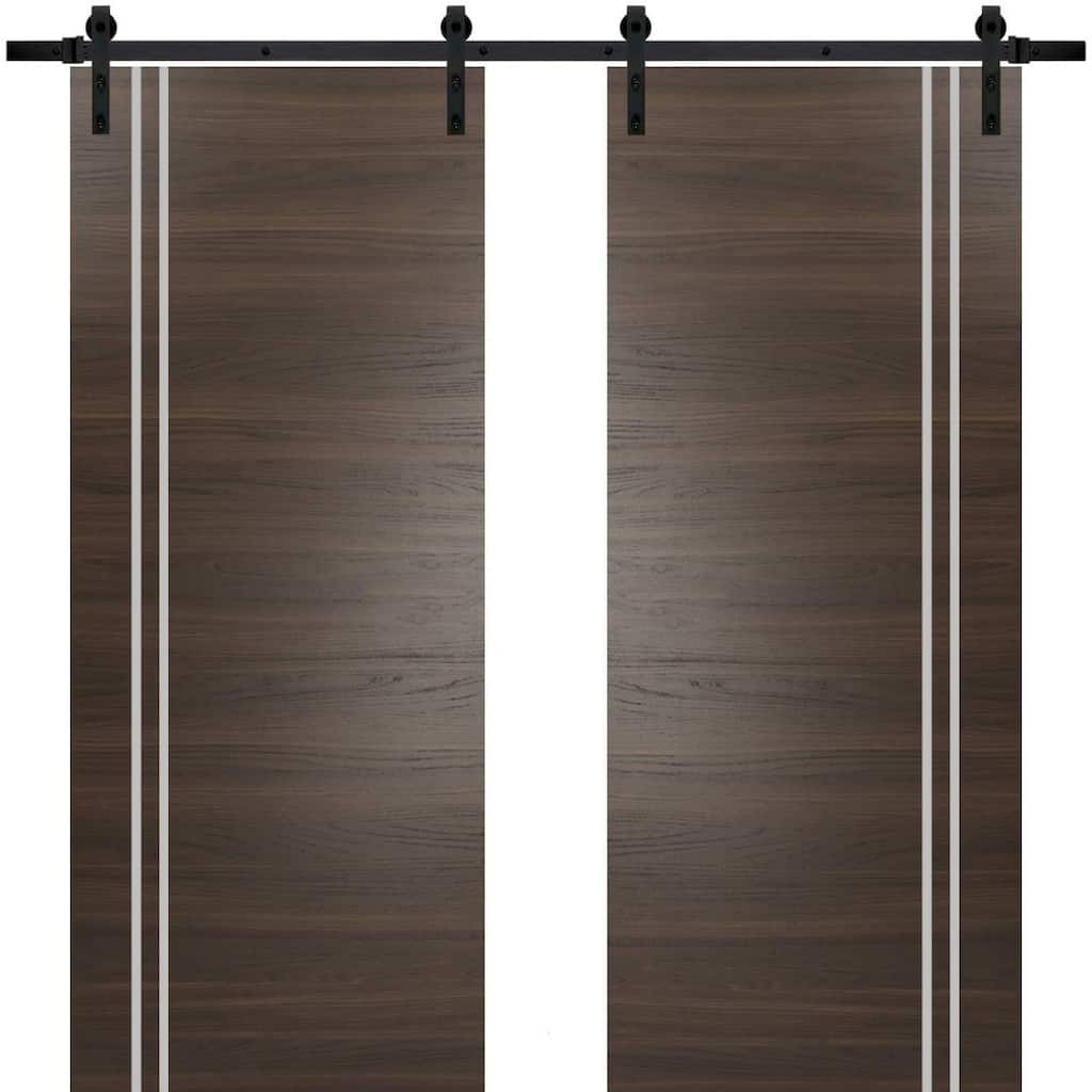 Sturdy Double Barn Door 36 x 80 with Planum 0310 Chocolate Ash with 13FT