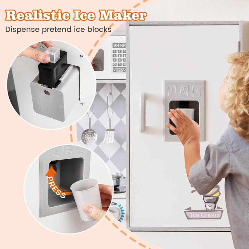 Pretend Play Kitchen for Toddlers w/ Washing Machine & Storage