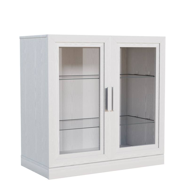 31"H Classic Storage Cabinet with Adjustable Shelves with Glass Door