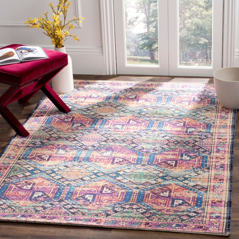 SAFAVIEH Handmade Saffron Miriah Modern Tribal Cotton Rug - 5' x 8' - Purple/Blue