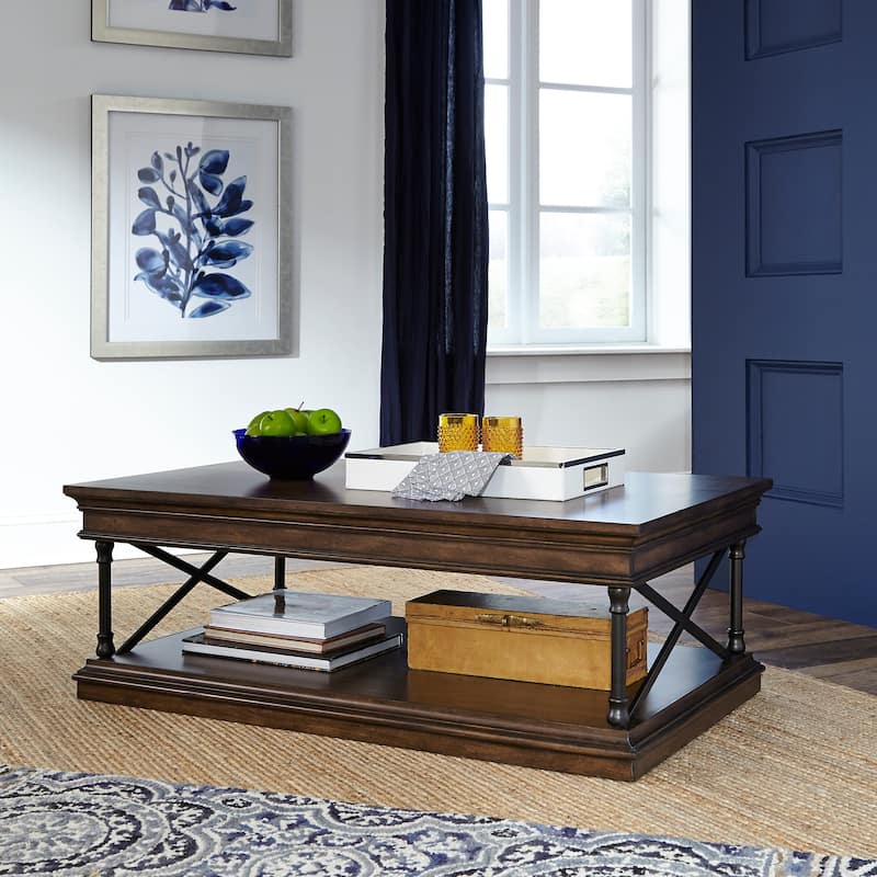 Tribeca Cordovian Brown Birch Living Room Table Set 3 Piece with Cocktail Table, End Tables