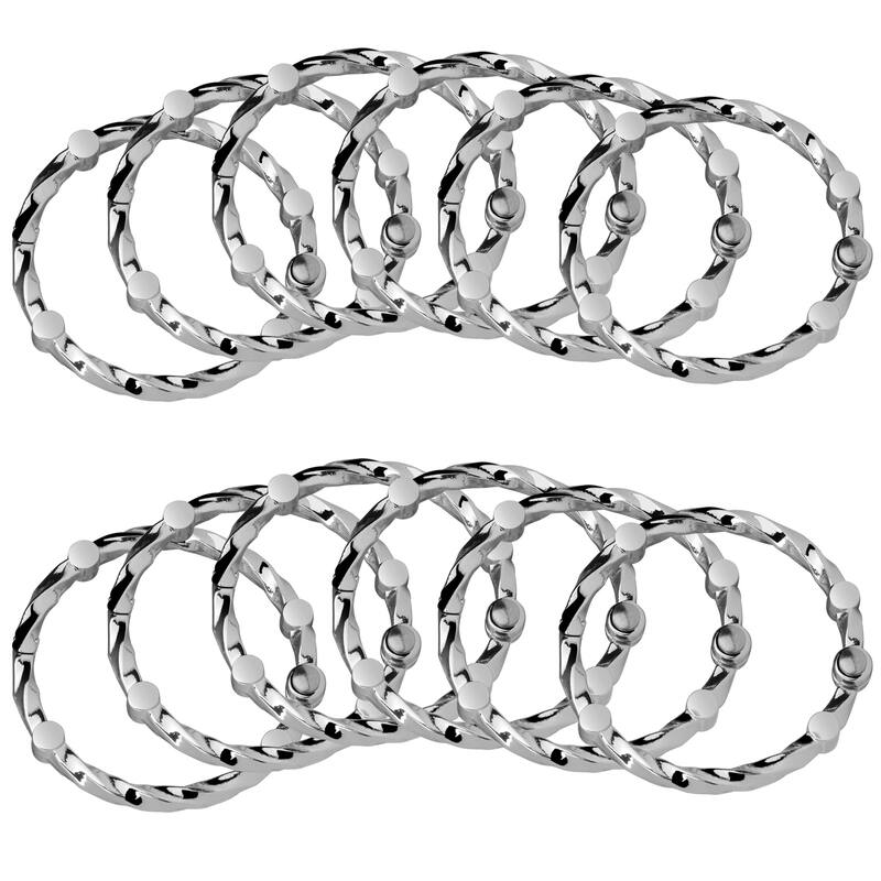 Utopia Alley Shower Eternity Curtain Rings, Rustproof Zinc Shower Rings, set of 12 - Polished Chrome
