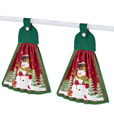 Set of 2 Snowman Hanging Kitchen Towels - 5.000 x 4.000 x 2.000