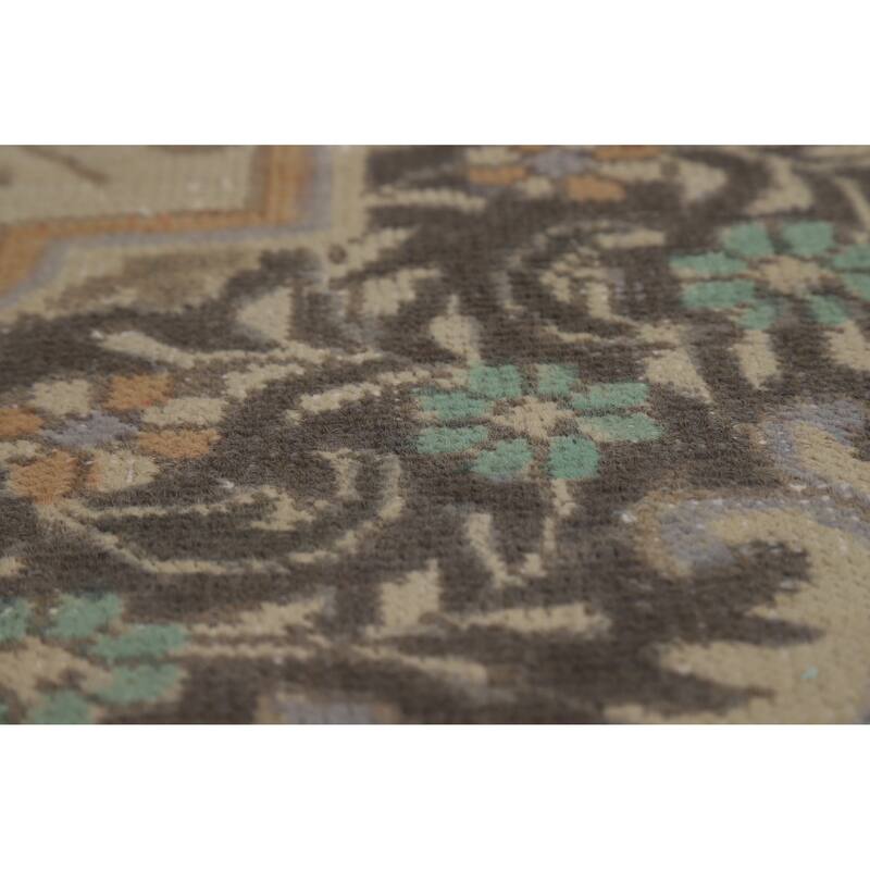 Geometric Tabriz Persian Vintage Area Rug Hand-Knotted Wool Carpet - 9'5" x 12'3"