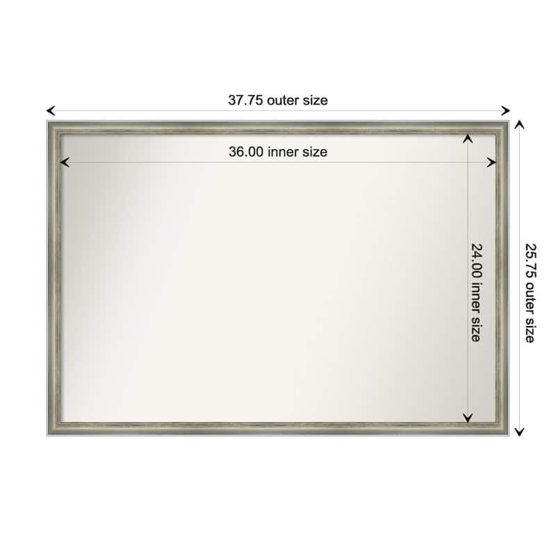 Salon Scoop Non-Beveled Wood Framed Wall Mirror - Salon Scoop Silver - Glass Size 36x24