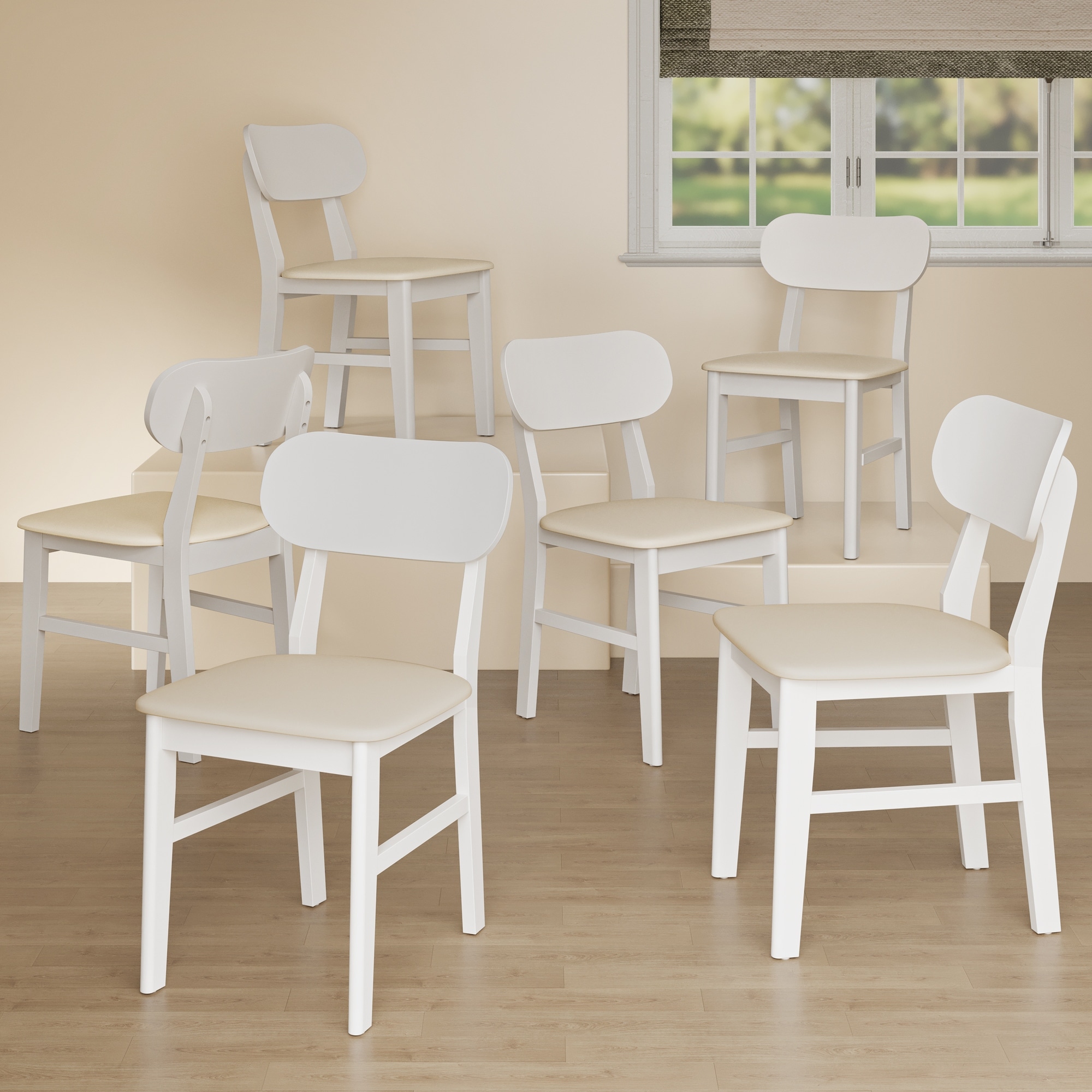 Rubber Wood Dining Chairs Set of 6