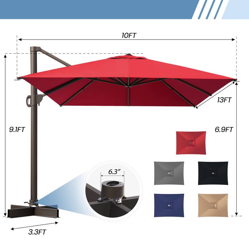 Luxury Outdoor Shade Canopy Patio Cantilever Offset Umbrella with 360-degree Rotation