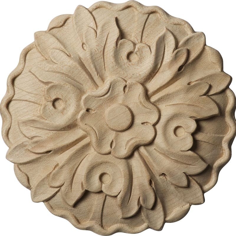 4 1/2"W x 4 1/2"H x 5/8"P Kent Floral Rosette, Alder - Maple - 4-Pack