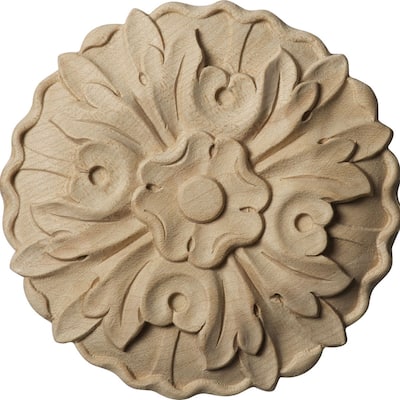4 1/2"W x 4 1/2"H x 5/8"P Kent Floral Rosette, Alder