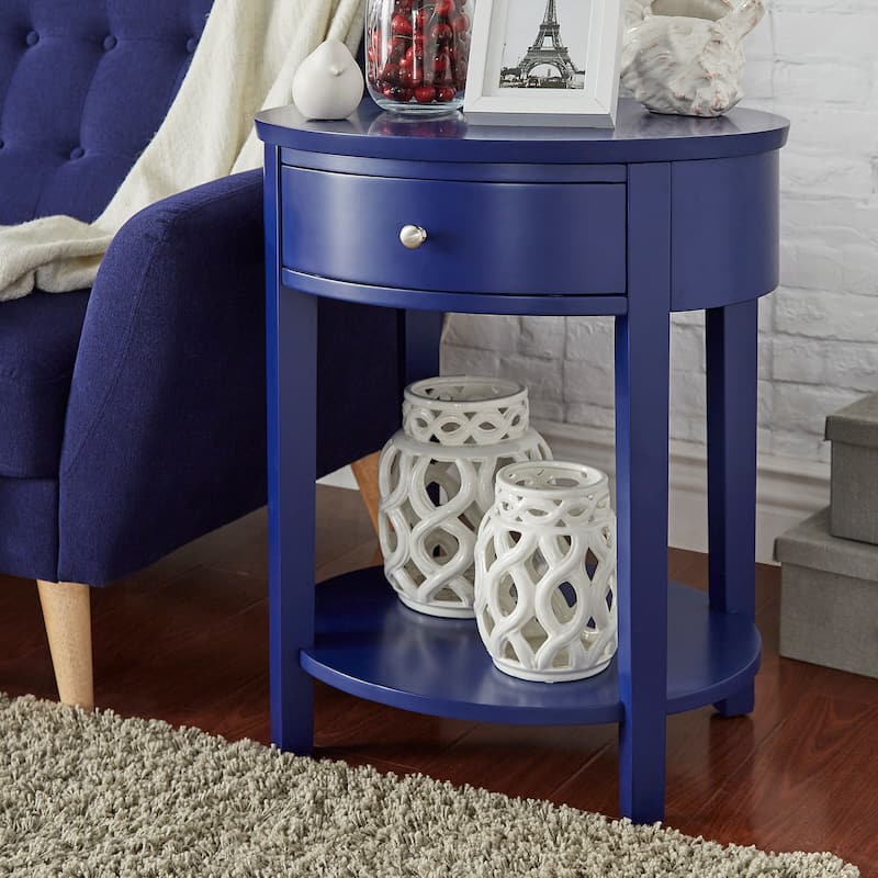Fillmore 1-Drawer Oval Wood Shelf Accent End Table by iNSPIRE Q Modern