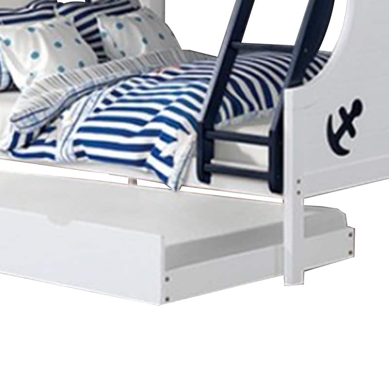 Nexo Twin over Full Bunk Bed, Nautical Accents in White & Dark Blue