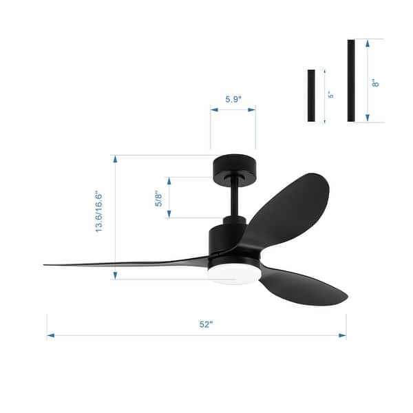 52 Inch Black LED Ceiling Fan with Lights Remote(3-Blade) - On Sale ...