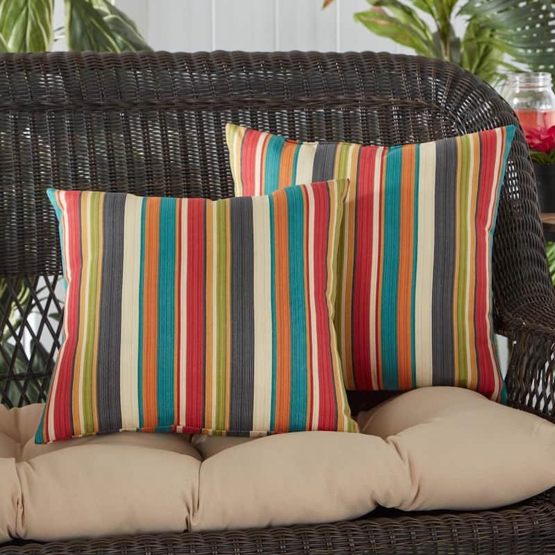 Greendale Home Fashions Global 17-inch Square Outdoor Square Accent Pillow (Set of 2) - Sunset Stripe