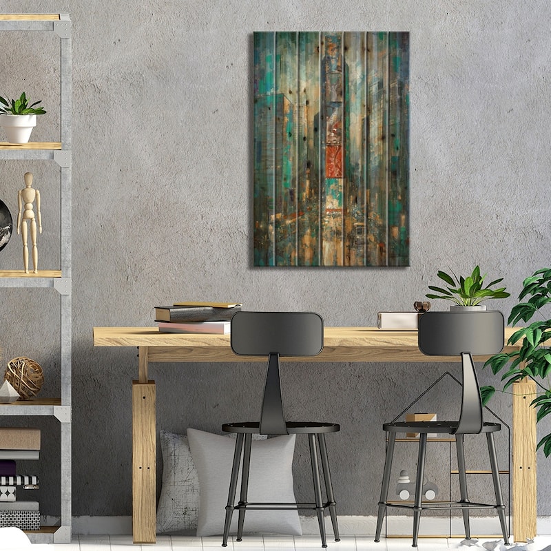City Of Lights Print On Wood by Ruane Manning - Multi-Color