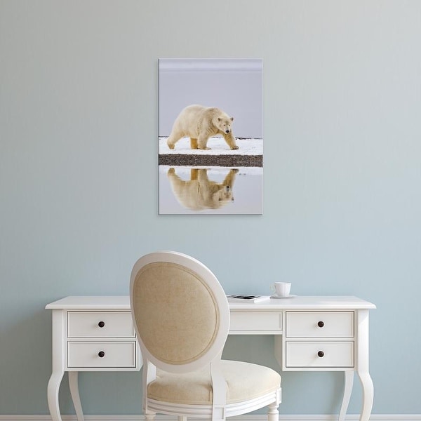 Easy Art Prints Hugh Rose's 'A Polar Bear Is Reflected In Calm Waters' Premium Canvas Art