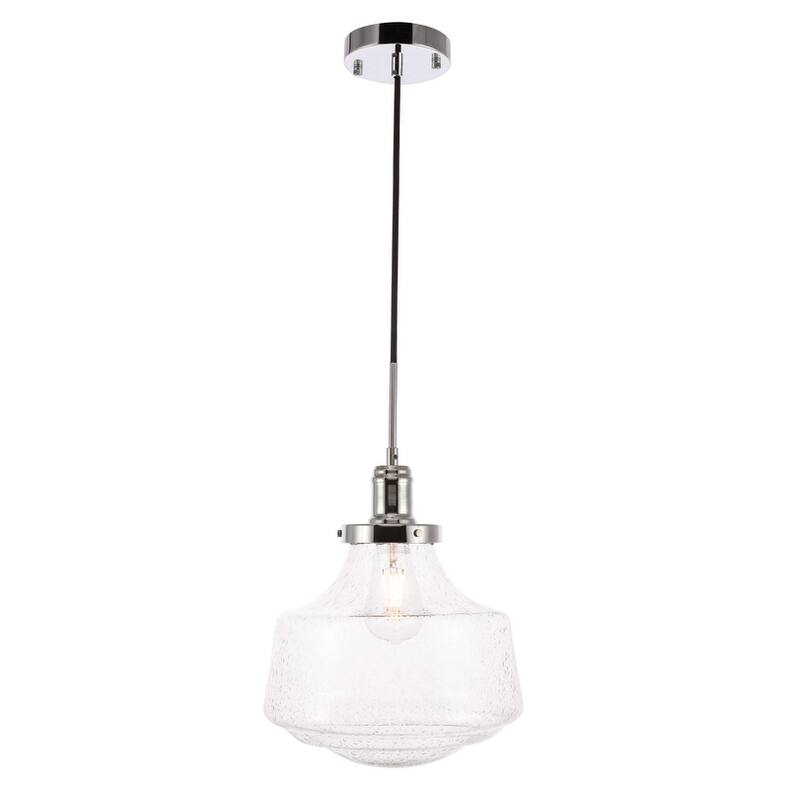 Klyli 11-inch 1-light Clear Seeded Glass Hanging Pendant