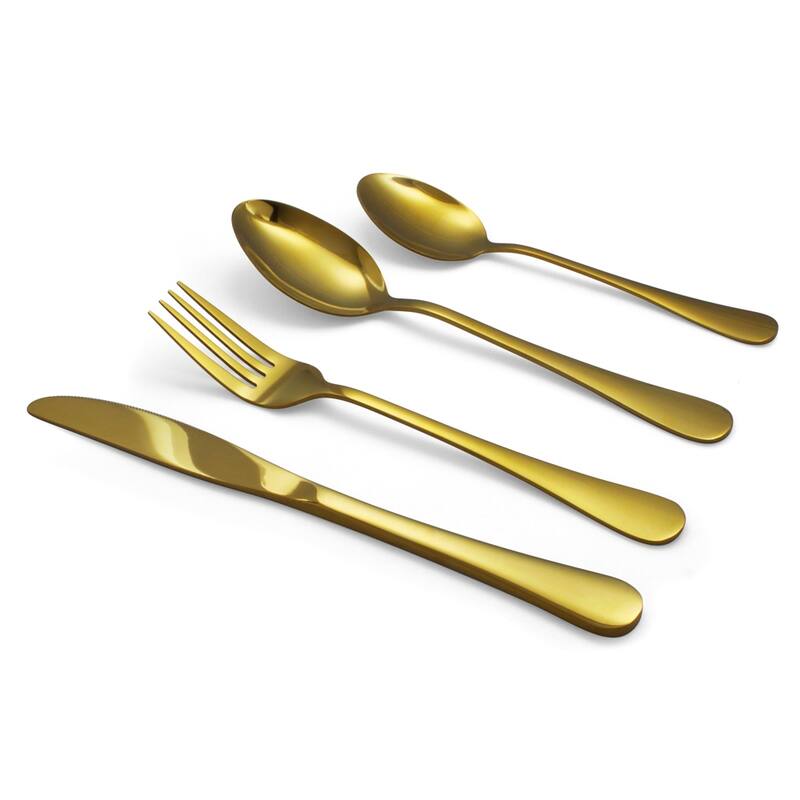 Elyon Euro Mirror Colored Stainless Steel Flatware Set - Gold - Service for 6